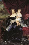 Karl Briullov Portrait of the Princess Olga Ivanovna Orlova-Davydova with her daughter Natalya Vladimirovna oil on canvas